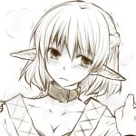  brown cleavage collar mizuhashi_parsee monochrome pointy_ears short_hair touhou yjy 