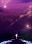  city_lights cloud clouds dress flower from_behind night night_sky sky solo star star_(sky) starry_sky wadapen 