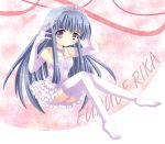  blue_hair dress elbow_gloves furude_rika gloves higurashi_no_naku_koro_ni long_hair thigh-highs tiara veil violet_eyes wedding_dress 