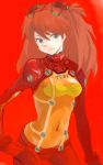  hand_on_hip highres long_hair mo-mo-ride navel neon_genesis_evangelion plugsuit rebuild_of_evangelion red red_hair redhead shikinami_asuka_langley solo souryuu_asuka_langley test_plugsuit twintails 