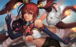  alternate_costume alternate_hair_color breasts cleavage elbow_gloves fingerless_gloves gloves jinx_(league_of_legends) kuro_(league_of_legends) league_of_legends long_hair magical_girl redhead shiro_(league_of_legends) shorts star_guardian_jinx tied_hair twintails very_long_hair 