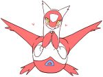  artist_request flat_color full_body furry latias no_humans open_mouth pokemon simple_background white_background yellow_eyes 