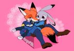    furry green_eyes inumimi_moeta judy_hopps nick_wilde open_mouth police_uniform violet_eyes zootopia 