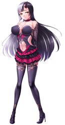  1girl breasts character_request dress female full_body horns large_breasts lilith-soft long_hair no_bra solo taimanin_asagi taimanin_asagi_battle_arena vuccha 