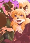  2girls artist_request brown_hair fox furry halloween halloween_costume multiple_girls open_mouth orange_hair pantyshot raccoon short_hair violet_eyes 