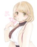  1girl breasts brown_eyes brown_hair hairpin large_breasts lips looking_at_viewer narusawa_ryouka necktie occultic;nine short_hair 