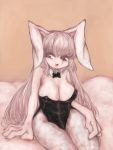  artist_request bunnysuit furry long_hair open_mouth rabbit red_eyes white_hair 