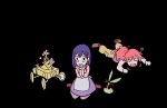  2girls animated animated_gif black_hair flip_flappers laughing multiple_girls scared 