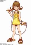  1girl :3 brown_hair dress female final_fantasy final_fantasy_viii full_body high_resolution jump_rope kingdom_hearts official_art selphie_tilmitt short_hair simple_background solo white_background yellow_dress yellow_outfit 