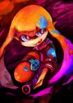  domino_mask female girl halloween inkling jack-o&#039;-lantern mask nintendo open_mouth orange_hair pointy_ears smile solo splatoon super_soaker tagme tentacle_hair 