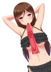  anthropomorphization bikini blush brown_hair hair_ornament hairpin jewelry kantai_collection long_hair mamiya red_eyes swimsuit 