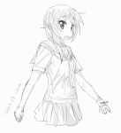  1girl _shibainu female ichii_yui military_uniform monochrome skirt solo uniform white_background yuyushiki 
