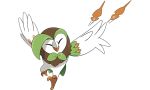  beak bowtie claws closed_eyes dartrix feathers full_body no_humans official_art pokemon pokemon_sm solo tagme wings 