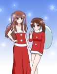  2girls atarashi_ako bare_legs bottomless christmas female long_sleeves multiple_girls no_panties no_pants presents saki takakamo_shizuno 
