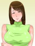  1girl breasts brown_hair jewelry kurono_taitsu large_breasts lips milf mole ring smile 
