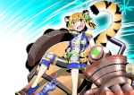  1girl animal_ears chinese_clothes claw_(weapon) duel_monster fangs smile tail tiger tiger_girl violet_eyes yu-gi-oh! zodiac_beast_tigress 