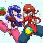  2girls braid brown_eyes chinese_clothes chui dual_wielding genderswap genderswap_(mtf) multiple_girls ranma-chan ranma_1/2 redhead saotome_ranma shampoo_(ranma_1/2) single_braid tangzhuang wantan-orz weapon 