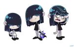    1boy 1girl black_hair buck_teeth crossdressinging dual_persona eyeshadow lincoln_loud lucy_loud lucy_loud_(cosplay) smile stuffed_toy the_loud_house trap 