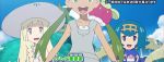  3girls animated animated_gif blonde_hair blue_hair bounsweet green_hair lillie_(pokemon) mallow_(pokemon) multiple_girls pokemon pokemon_(anime) popplio suiren_(pokemon) 