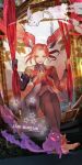  1girl alternate_costume alternate_hair_color jinx_(league_of_legends) kuro_(league_of_legends) league_of_legends long_hair magical_girl redhead shiro_(league_of_legends) shorts star_guardian_jinx swing thigh-highs tied_hair twintails 
