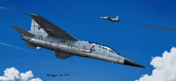  2others aerial_battle aircraft airplane battle clouds dassault_mirage_f1c dogfight f-5_freedom_fighter fighter_jet flying highres jet military_vehicle multiple_others original pilot saratoga_(saratoga233) sky smoke_trail vehicle_focus 