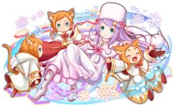  2boys 2girls amulet anastasia_hoshin animal_ear_fluff animal_ears anime_coloring aqua_eyes artist_request bag blush boots bow braid braided_sidelock brother_and_sister capelet capelet_bow cat_boy cat_ears cat_girl cat_tail choker closed_eyes closed_mouth collarbone crash_fever dot_nose dress eyelashes fang floating_hair footwear_bow full_body fur_capelet fur_collar fur_hat fur_sleeve_cuffs game_cg hair_ears hair_ornament hand_on_another's_head happy hat hat_bow hat_ornament heitarou_pearlbaton holding holding_bag hood hooded_capelet horizontal-striped_sleeves jewelry layered_dress light_particles long_hair long_sidelocks long_sleeves looking_at_another mimi_pearlbaton mole mole_under_eye monocle multiple_boys multiple_girls necklace official_art official_style open_hands open_mouth orange_hair orange_tail outline parted_lips pastel_colors pendant pink_bow pom_pom_(clothes) purple_hair re:zero_kara_hajimeru_isekai_seikatsu red_bag red_bow red_footwear red_outline rimless_eyewear robe round_eyewear short_eyebrows shoulder_bag siblings sidelocks simple_background sleeve_cuffs smile snowflakes solo star_(symbol) star_hair_ornament striped_sleeves striped_tail swept_bangs tachi-e tail teeth thick_eyebrows third-party_source tivey_pearlbaton transparent_background twin_braids two-sided_sleeves two-tone_tail upper_teeth_only ushanka white_capelet white_choker white_dress white_footwear white_hat white_hood white_pom_poms white_robe white_sleeve_cuffs wide_sleeves winter_clothes yellow_stripes yellow_trim 