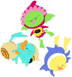  aqua_skirt bid_(clothes) closed_mouth colored_skin cool_cool_toon diaper full_body green_skin gyoubu_ippei hat hood hood_up jpeg_artifacts official_art pom_pom_(clothes) ragos simple_background skirt snk tachi-e third-party_source toon_(style) white_background yellow_skirt 