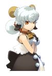  1girl animal_ears artist_request bell bell_collar cocco_(summon_night) cow_bell horns sheep_horns source_request summon_night summon_night_gran-these white_background white_hair 