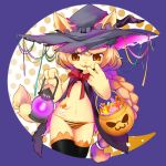  1girl artist_request blonde_hair brown_eyes cat female flat_chested furry halloween hat open_mouth panties solo underwear 