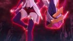  1girl alternate_costume alternate_hair_color animated jinx_(league_of_legends) league_of_legends lipstick long_hair magical_girl redhead star_guardian_jinx thigh-highs tied_hair twintails weapon wings 