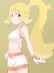  1girl blonde_hair blue_eyes breasts edf-goma fingerless_gloves gym_leader high_ponytail koruni_(pokemon) long_hair midriff navel nintendo pokemon pokemon_(anime) pokemon_(game) pokemon_xy ponytail smile solo tagme very_long_hair 