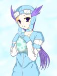  1girl blue_eyes egg gloves goggles goggles_on_head gym_leader long_hair nagi_(pokemon) pokemon pokemon_(game) pokemon_rse purple_hair smile 