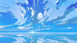  absurdres blue_theme clouds commentary_request glint highres horizon no_humans original scenery shibainu_illust sky 