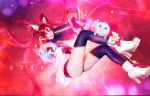  alternate_costume alternate_hair_color cosplay elbow_gloves fingerless_gloves gloves high_heel_boots jinx_(league_of_legends) jinx_(league_of_legends)_(cosplay) league_of_legends long_hair magical_girl photo redhead shiro_(league_of_legends) solo star_guardian_jinx thigh-highs tied_hair twintails very_long_hair weapon 