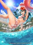  1girl ass bikini blue_eyes blue_hair breasts female fire_emblem_cipher genei_ibunroku_#fe i-la official_art oribe_tsubasa smile water 