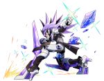  1boy armor azure_striker_gunvolt black_sclera gauri_(gunvolt) grin official_art purple_hair transparent_background violet_eyes 