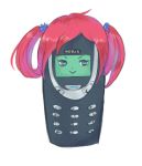  blue_eyes cellphone digimon digimon_story:_cyber_sleuth namesake nokia_(company) phone pink_hair shiramine_nokia transparent_background twintails what 
