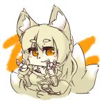  1girl artist_request blonde_hair female fox furry short_hair solo tied_hair twintails white_background 