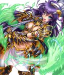  1girl armor artist_request breasts energy full_armor kuula_(taimanin_asagi) long_hair looking_at_viewer magic purple_hair smile solo taimanin_asagi taimanin_asagi_battle_arena weapon 