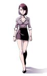  1girl cleavage female full_body looking_at_viewer short_hair skirt solo tnsdl85 uniform walking 