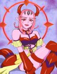  benigio breasts demon_girl horns large_breasts mahou_girls_precure! parted_lips pink_hair pink_skin pointy_ears precure red_eyes short_hair tail 