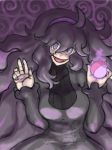  al_bhed_eyes dress hairband hex_maniac_(pokemon) messy_hair nail_polish nintendo npc_trainer open_mouth pokemon pokemon_(game) pokemon_xy purple_hair smile very_long_hair violet_eyes 