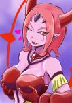  benigio breasts demon_girl horns large_breasts mahou_girls_precure! parted_lips pink_hair pink_skin pointy_ears precure red_eyes short_hair tail 