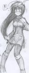  ! 1girl 90s artist_request bodysuit breasts female gym_leader long_hair monochrome natsume_(pokemon) pokemon pokemon_(game) pokemon_frlg pokemon_rgby skirt solo 