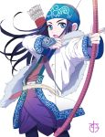  1girl ainu_clothes artist_request asirpa blue_eyes bow_(weapon) golden_kamuy solo 
