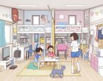  1girl 2boys cat indoors kiyo_(kyokyo1220) multiple_boys tagme 