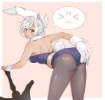  1girl ass battle_bunny_riven blush bunnysuit cosplay league_of_legends riven_(league_of_legends) solo sword 