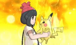  1boy 1girl 3d animal_abuse animated animated_gif black_hair cap female_protagonist_(pokemon_sm) parody pikachu pokemon pokemon_(anime) pokemon_(creature) pokemon_(game) pokemon_sm satoshi_(pokemon) screencap shorts spinning throwing 