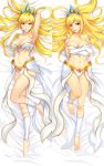  1girl bed blonde_hair blush breasts janna_windforce large_breasts league_of_legends midriff solo 