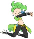  cyn_lee green_eyes green_hair high_heels looking_at_viewer navel pokemon pokemon_(anime) shin_lee 